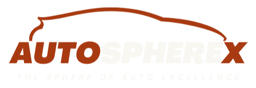 Logo of AutoSphereX with a car outline on a white background
